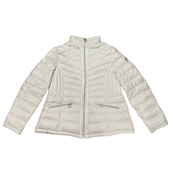 Michael Kors White Packable Down Puffer Winter Jacket With Carrying Bag Size XL - Picture 2 of 15
